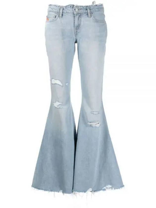 Distressed Flare Wide Jeans Blue - ERL - BALAAN 2