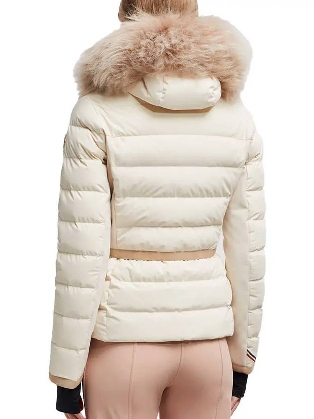 Women s Lamoura Hooded Shearling Short Down Padding White Ivory - MONCLER - BALAAN 6