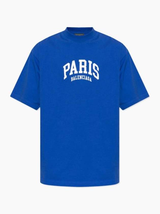 Paris Logo Medium Fit Short Sleeve T-shirt Blue - BALENCIAGA - BALAAN 2