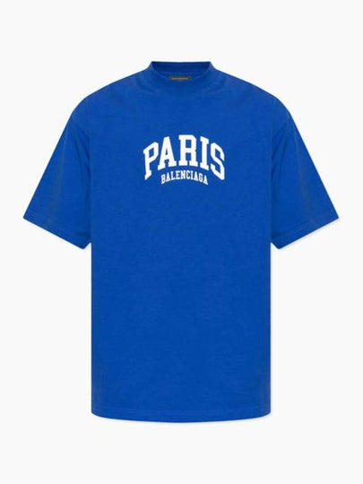 Paris Logo Medium Fit Short Sleeve T-shirt Blue - BALENCIAGA - BALAAN 2