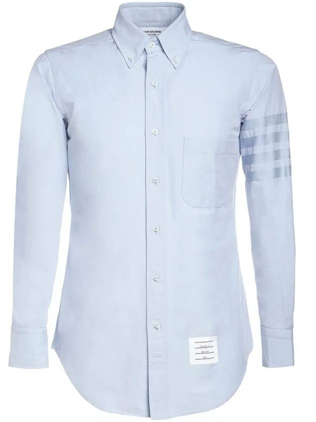 4-Bar Striped Cotton Oxford Long Sleeve Shirt Light Blue - THOM BROWNE - BALAAN 3