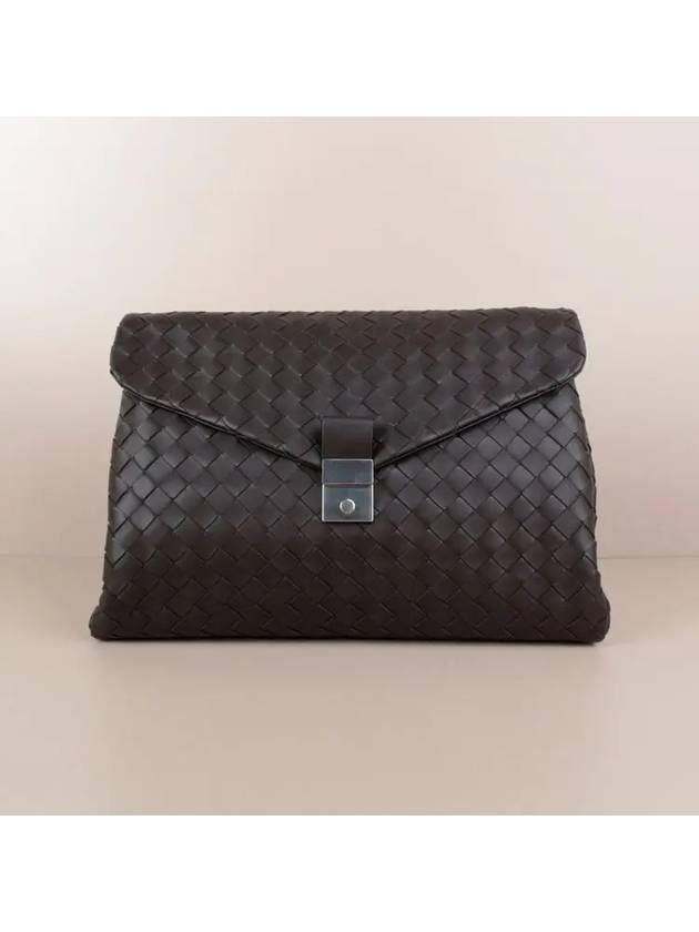 Calfskin Clutch Bag Brown - BOTTEGA VENETA - BALAAN 3