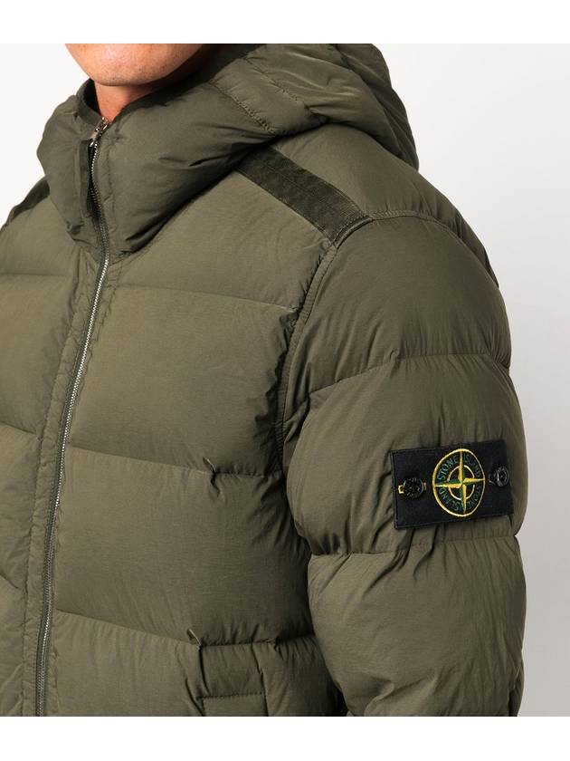 Seamless Logo Nylon Hooded Down Jacket Olive - STONE ISLAND - BALAAN 9