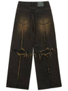 Runway Cross Raw Edge Jeans Black - ULKIN - BALAAN 3