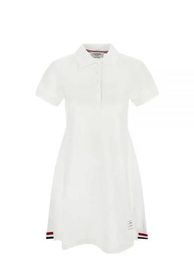 Women's Logo Patch Tennis Flare Short Dress White - THOM BROWNE - BALAAN 2