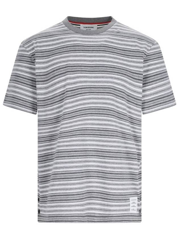 Men's Striped Midweight Jersey Short Sleeve T-Shirt Grey - THOM BROWNE - BALAAN 2