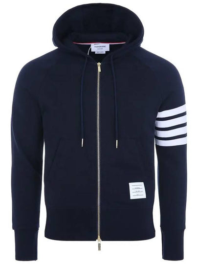 Engineered 4 Bar Diagonal Zip Up Hoodie Navy - THOM BROWNE - BALAAN 2