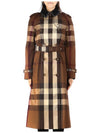 Women's Contrast Panel Check Trench Coat Brown - BURBERRY - BALAAN 2