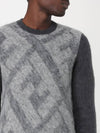 Crew Neck Alpaca Pullover Knit Top Grey - FENDI - BALAAN 3