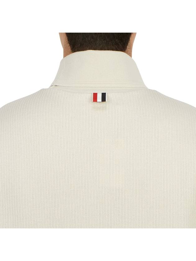 Thermal Rib Ottoman Stripe Turtleneck Natural - THOM BROWNE - BALAAN 8