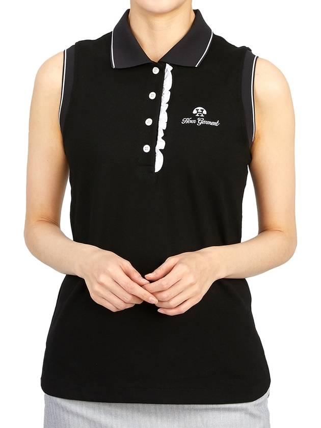 Golf Wear Sleeveless T-Shirt HHW 2A AP53 BLACK - HORN GARMENT - BALAAN 5