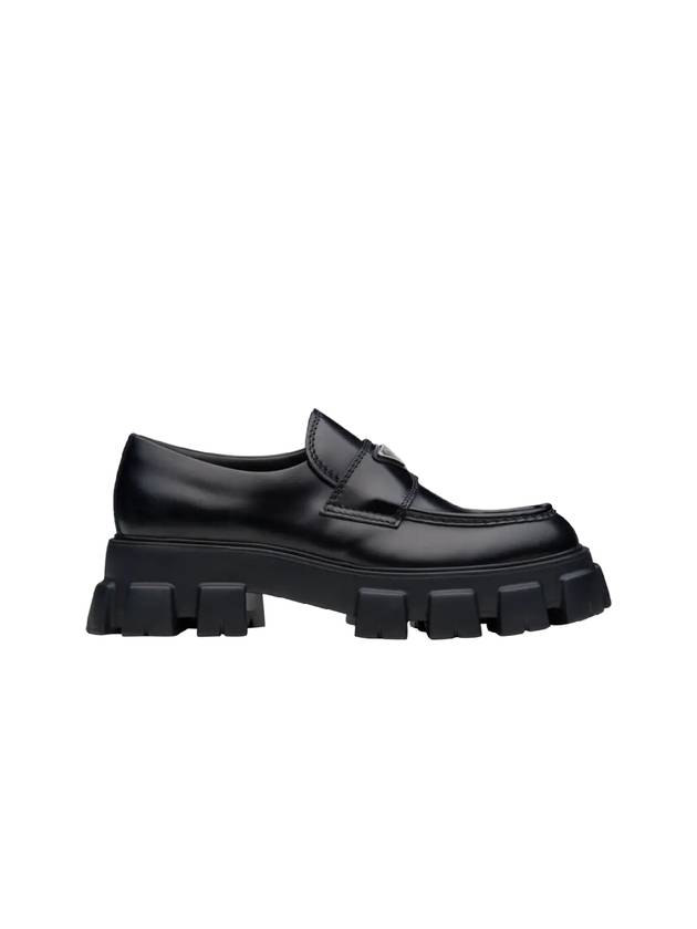 Monolith Brushed Leather Loafers Black - PRADA - BALAAN 2