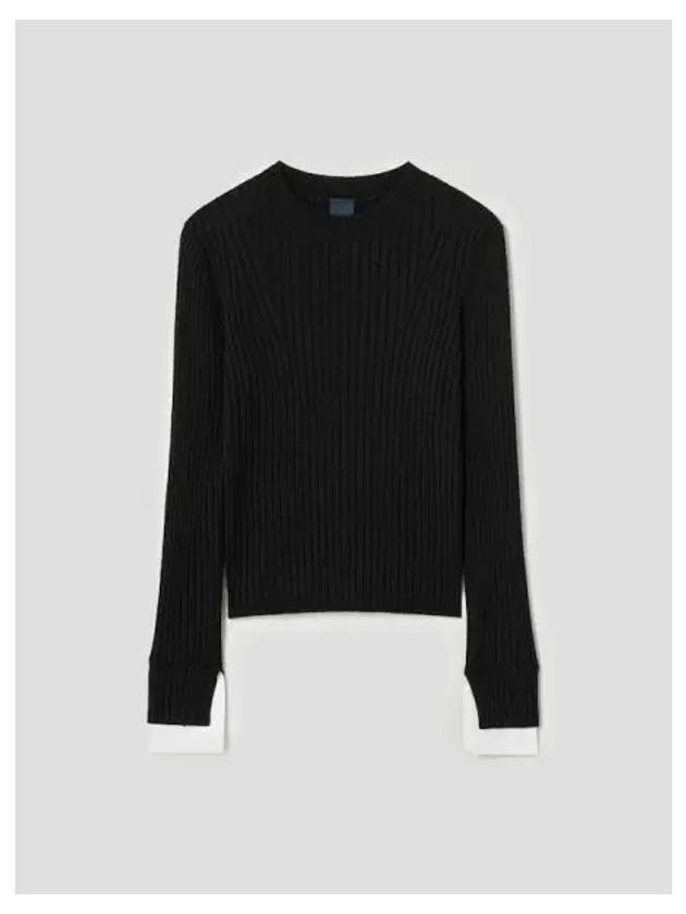 Woven Patch Round Pullover Knit Black Domestic Product GM0024070138203 - JUUN.J - BALAAN 1