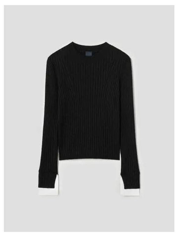 Woven Patch Round Pullover Knit Black Domestic Product GM0024070138203 - JUUN.J - BALAAN 1