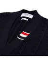 Cable Knitwear Virgin Wool Cardigan Navy - THOM BROWNE - BALAAN 9