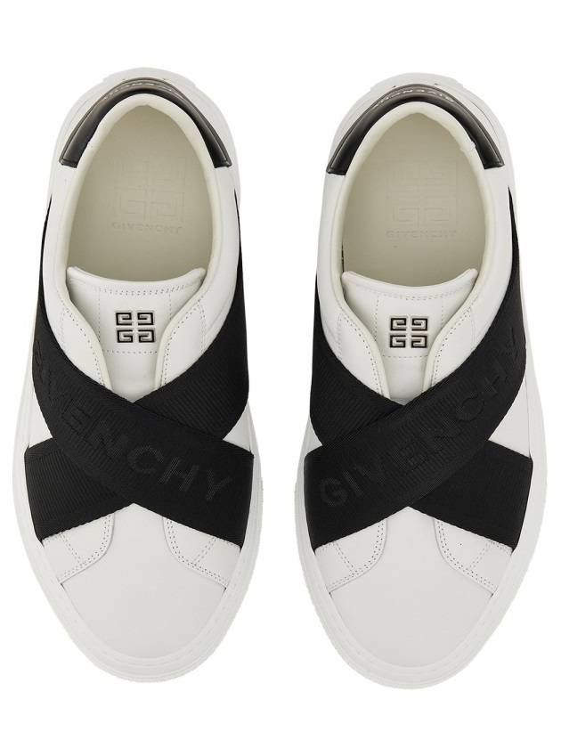 Double Webbing Strap Leather Slip Ons White - GIVENCHY - BALAAN 4