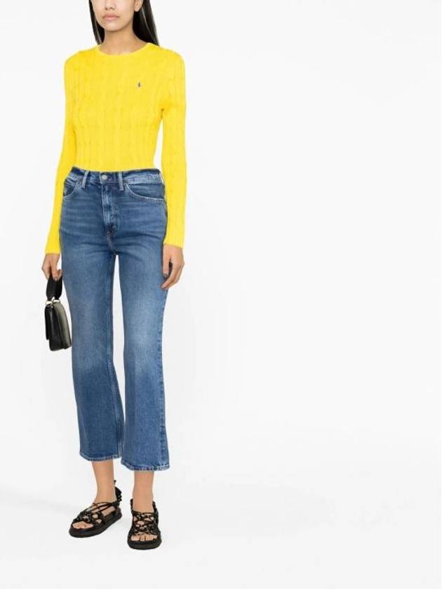 Embroidered Logo Pony Cable Knit Top Yellow - POLO RALPH LAUREN - BALAAN 3