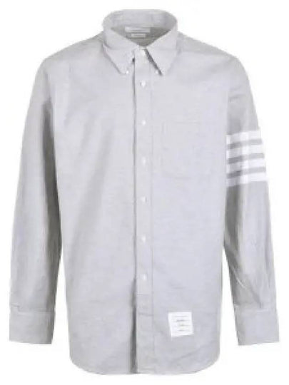 Men's Diagonal Solid Flannel Long Sleeve Shirt Grey - THOM BROWNE - BALAAN 2