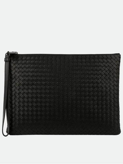 Intrecciato Strap Clutch Bag Black - BOTTEGA VENETA - BALAAN 2