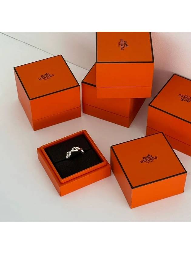 Small Chaine D'Ancre Enchainee Ring Silver - HERMES - BALAAN 2