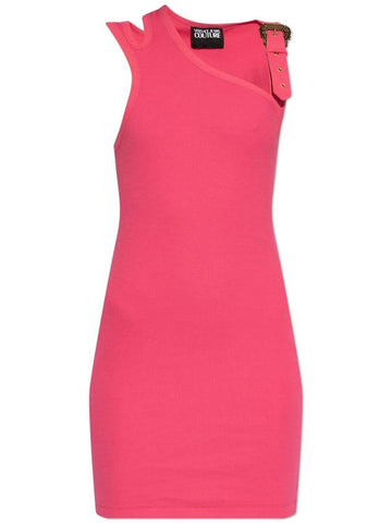 Versace Jeans Couture Ribbed Dress With Straps, Women's, Pink - VERSACE - BALAAN 1