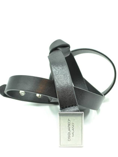 Square logo silver buckle leather belt black - DSQUARED2 - BALAAN 2