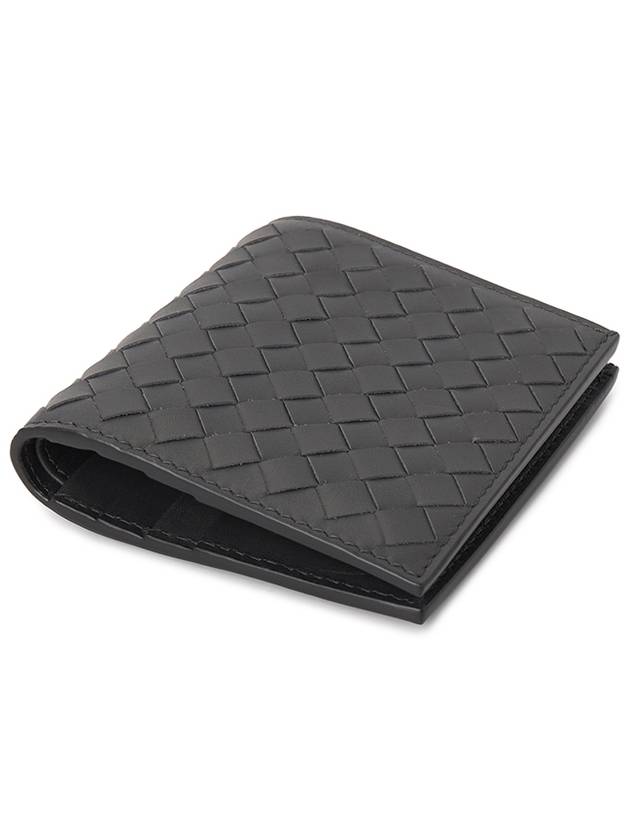 Intrecciato Leather Half Wallet Dark Grey - BOTTEGA VENETA - BALAAN 4