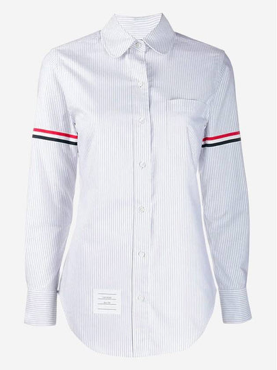 Women's Armband University Striped Oxford Shirt Medium Grey - THOM BROWNE - BALAAN 2