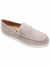 Men's Newbuck Embossed Logo Slip-On Loafers Grey - TOD'S - BALAAN 4