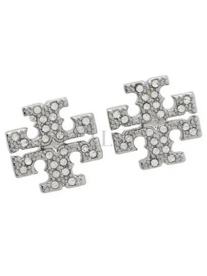 Crystal Logo Stud Earrings Silver - TORY BURCH - BALAAN 2