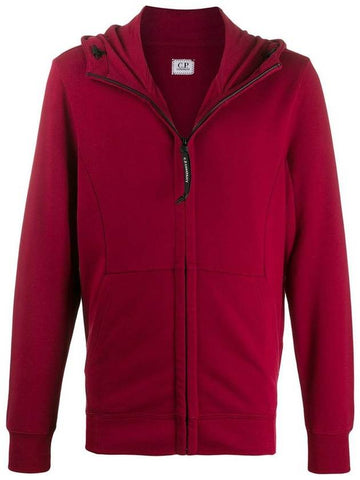 Diagonal Fleece Zip-Up Hoodie Red - CP COMPANY - BALAAN 1