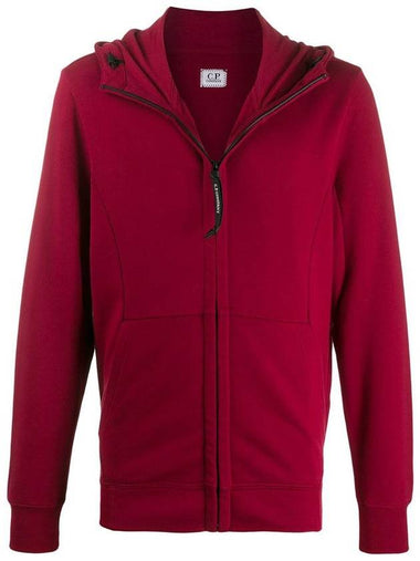 Diagonal Fleece Zip-Up Hoodie Red - CP COMPANY - BALAAN 1