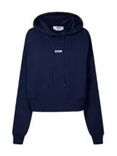 Micro Logo Crop Hoodie Navy - MSGM - BALAAN 2