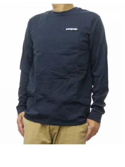 P6 Logo Responsibili Long Sleeve T-Shirt Birch Navy - PATAGONIA - BALAAN 2