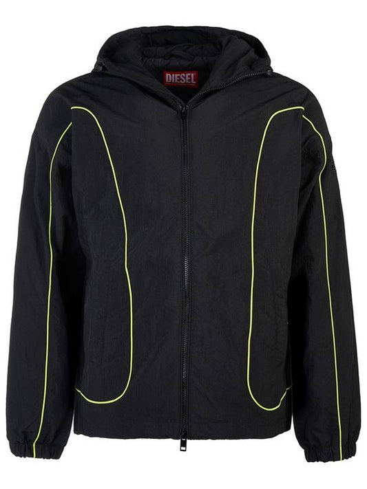 Padded Hooded Jacket Wrinkle Nylon Black - DIESEL - BALAAN 2