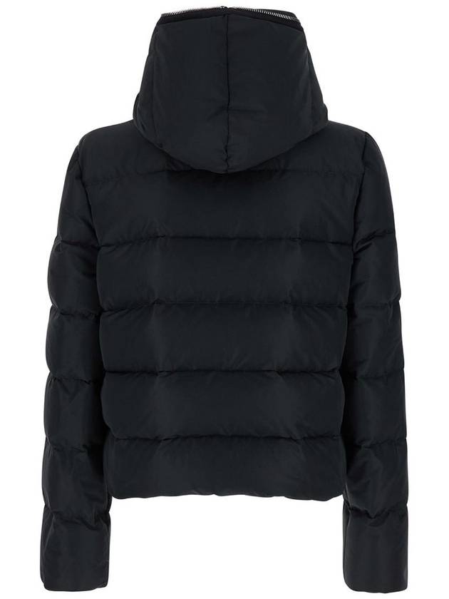 Black Cropped Hooded Down Jacket With Zip In Tech Fabric Man - RICK OWENS - BALAAN 2