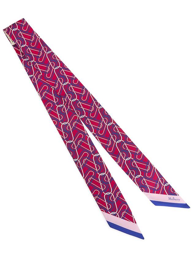 Chain Print Skinny Scarf Red - MULBERRY - BALAAN 3