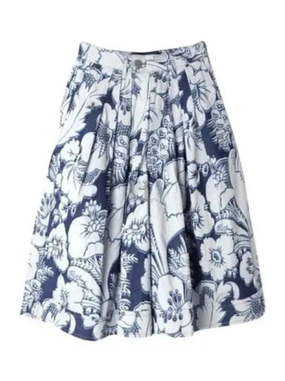 Culottes Flower Print Cotton Pleated Skirt White Navy - VIVIENNE WESTWOOD - BALAAN 2