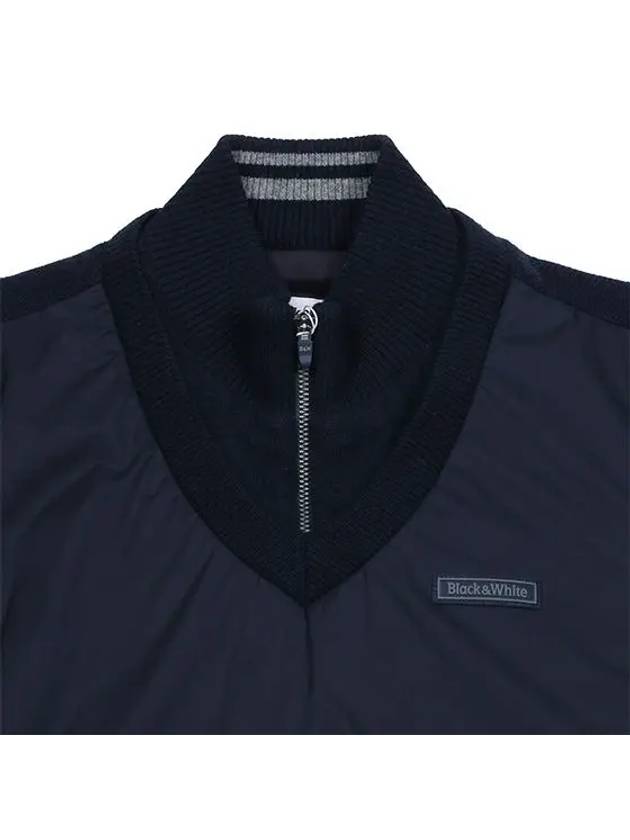 Men s front padded diagonal quilted windproof pullover 2322GXKC NAVY - BLACK&WHITE - BALAAN 3