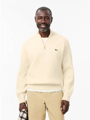 Men s rib tissue half zip pullover knit AH3134 54NFJ Domestic product GQ2N24092437179 - LACOSTE - BALAAN 1