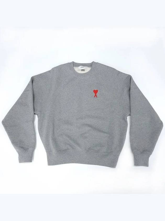 Cotton Heart Logo Sweatshirt Heather Grey - AMI - BALAAN 2