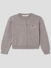 Double Fox Head Patch Round Neck Cardigan Beige Melange - MAISON KITSUNE - BALAAN 2