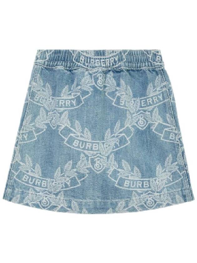 Burberry Pale Blue Maxine  Oak Leaf Badge Japanese Denim Skirt, Size 2Y - BURBERRY - BALAAN 2