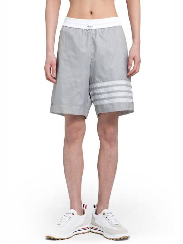 4 Bar Stripe Track Shorts Grey - THOM BROWNE - BALAAN 2