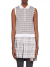 Check Silk Cotton 4 Bar Sleeveless Polo Shirt Grey - THOM BROWNE - BALAAN 3