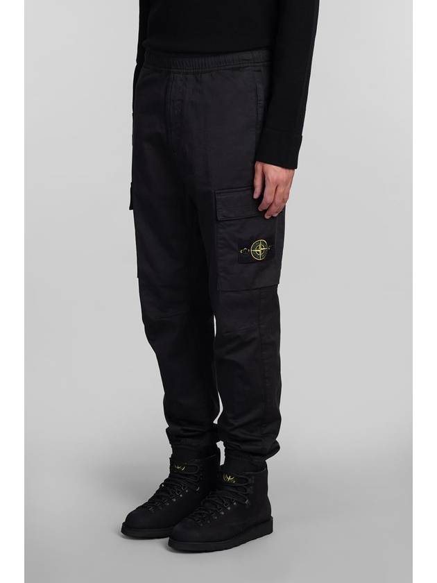 Stretch Cotton Wool Satin Straight Pants Black - STONE ISLAND - BALAAN 4