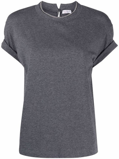 Crew Neck Turn-Up Sleeve Short Sleeve T-Shirt Grey - BRUNELLO CUCINELLI - BALAAN 2