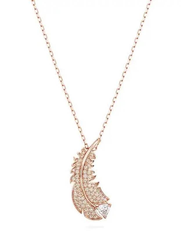 Idyllia Nice Feather Pendant Necklace Rose Gold - SWAROVSKI - BALAAN 2