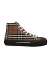 Vintage Check Stripe Logo High Top Sneakers Brown - BURBERRY - BALAAN 1