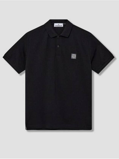 Compass Patch Short Sleeve Polo Shirt Black - STONE ISLAND - BALAAN 2